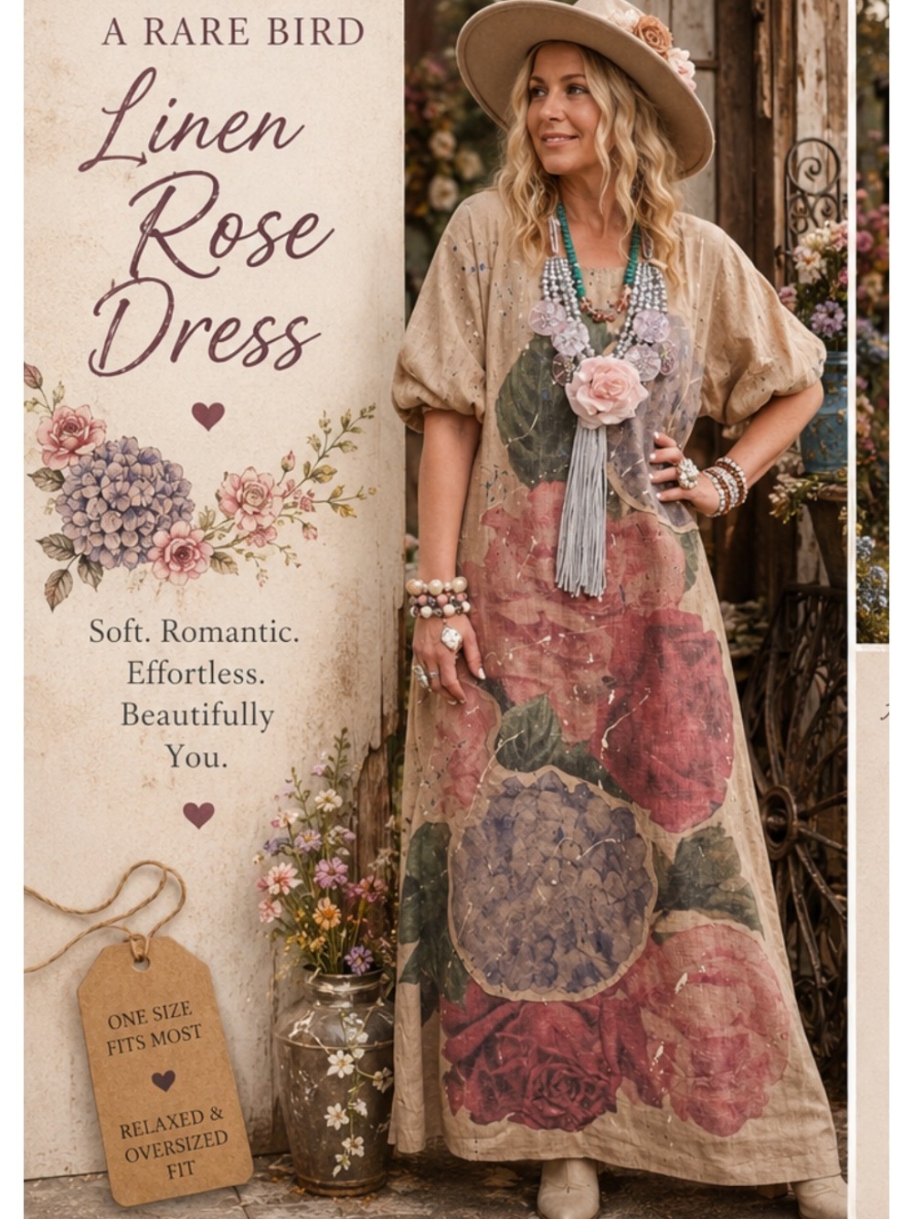 A Rare Bird Linen Rose Dress 🌸
O/S